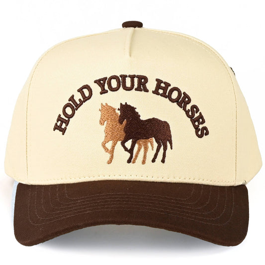 Hold Your horses Embroidered Letter Two Tone Trucker Hat