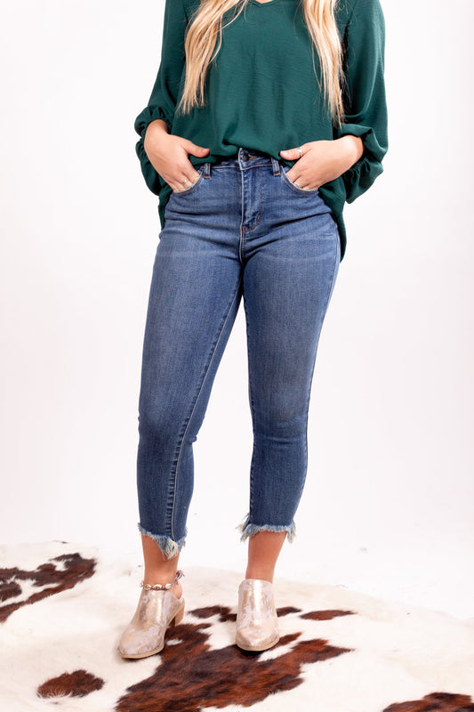 The Taylor Judy Blue Denim Distressed Skinny Jeans