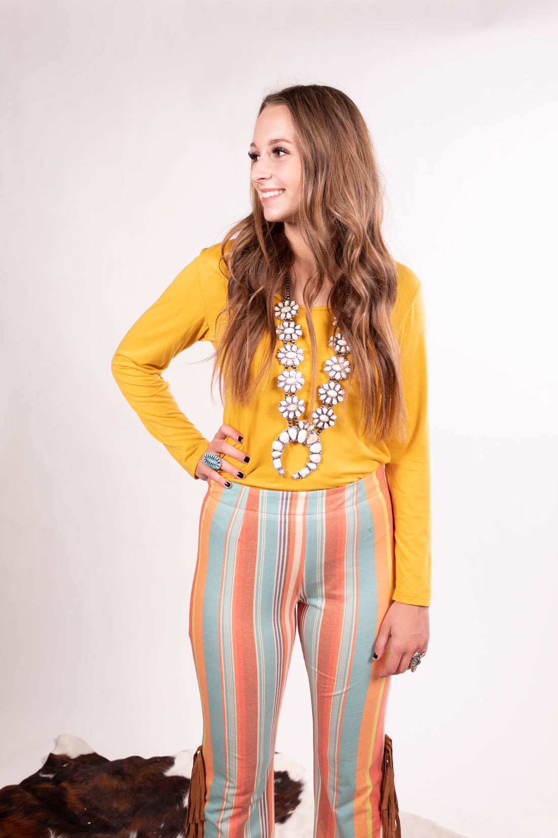 Mustard Long Sleeve Body Suit Top