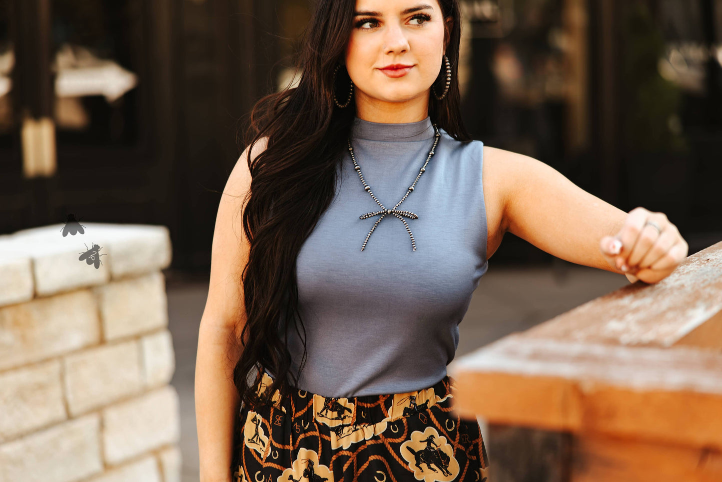 Luxe Mock Neck Tank-Denim