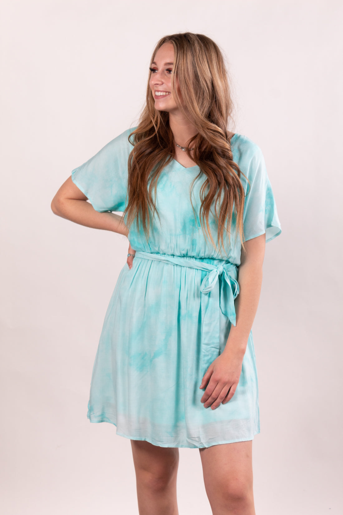 Baby Blue Cotton Candy Tie Dye Dreams Midi Dress