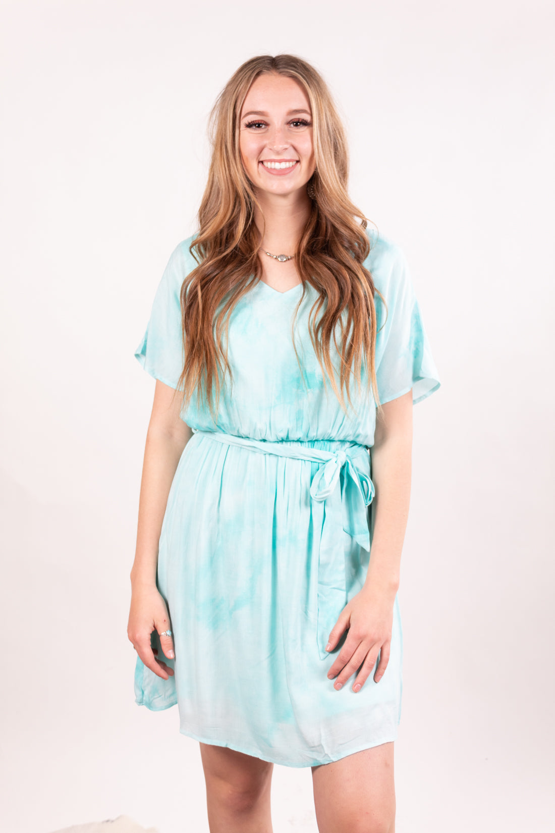 Baby Blue Cotton Candy Tie Dye Dreams Midi Dress