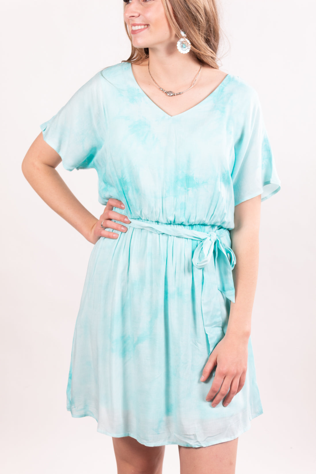 Baby Blue Cotton Candy Tie Dye Dreams Midi Dress