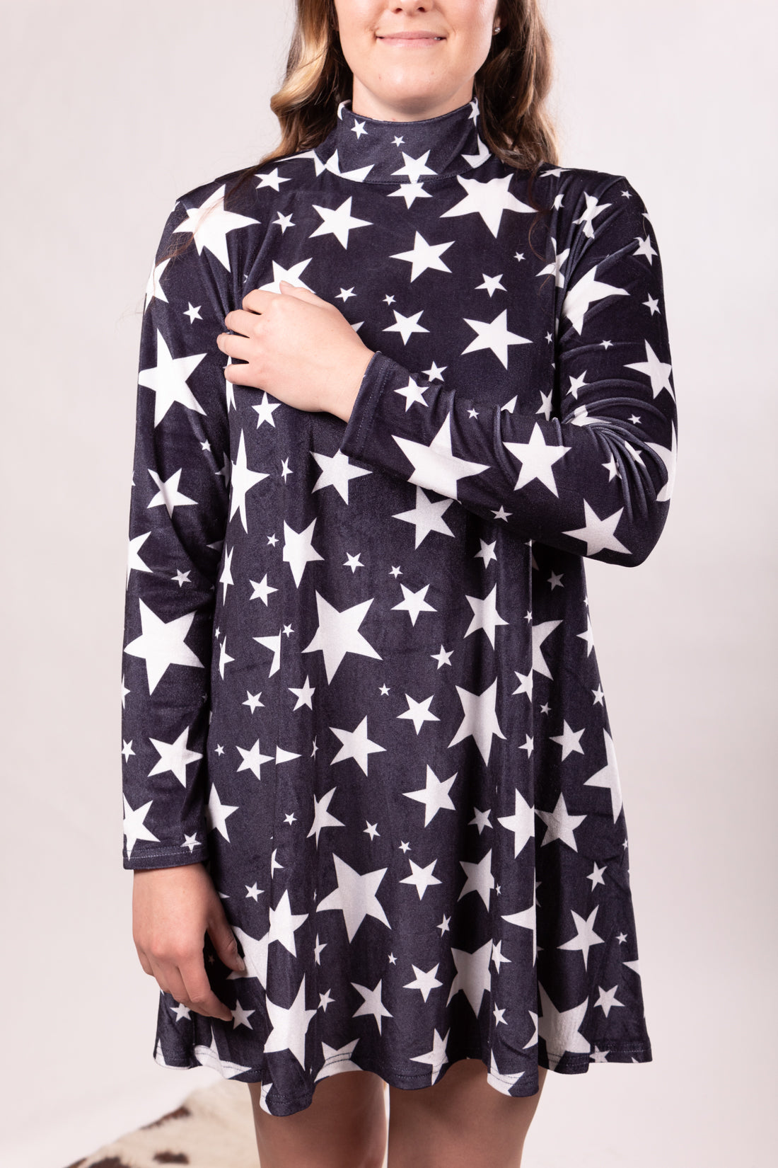 Star Bright Mock Neck Dress