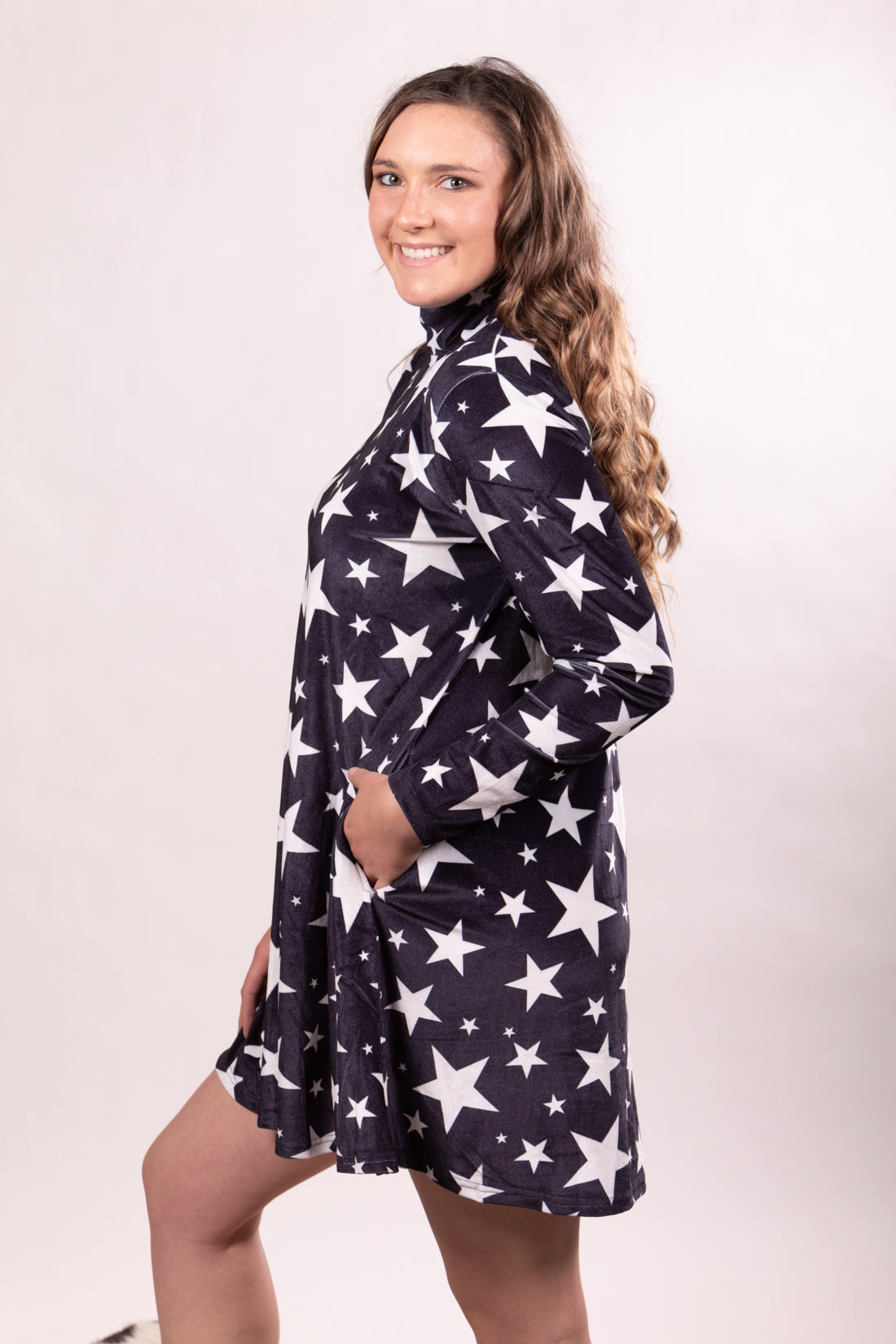 Star Bright Mock Neck Dress