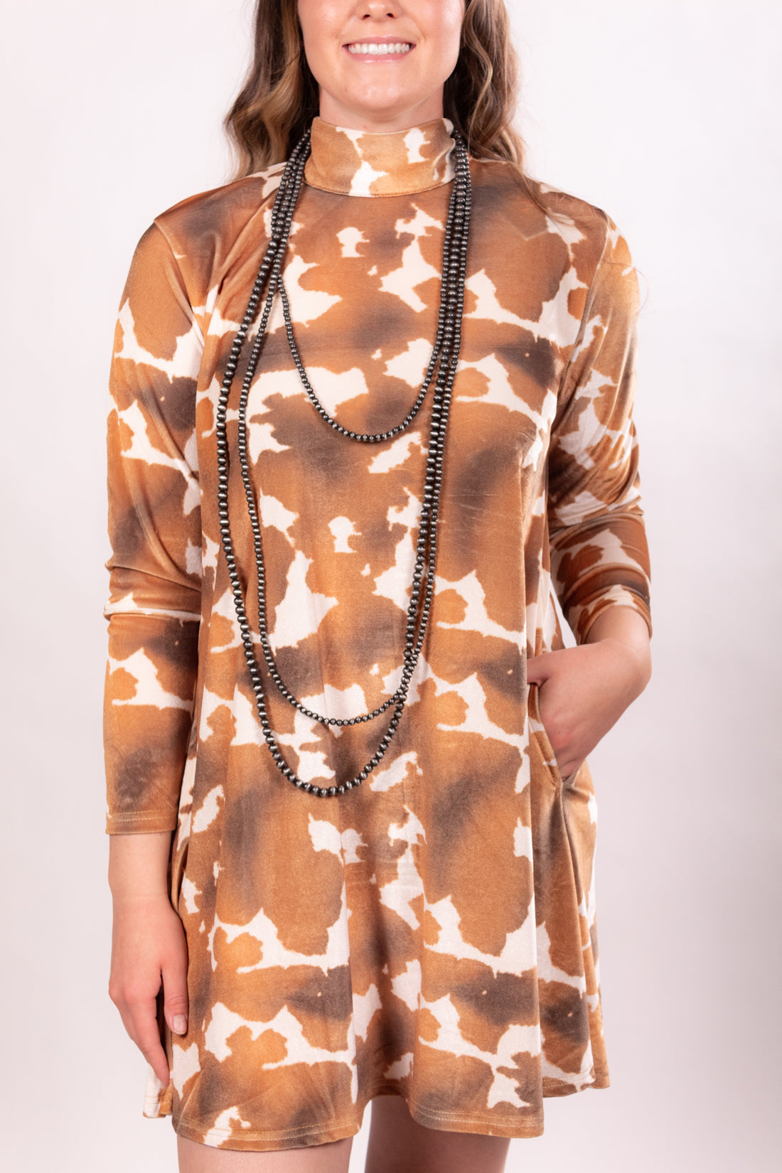 Moovin On Out Bright Mock Neck Dress
