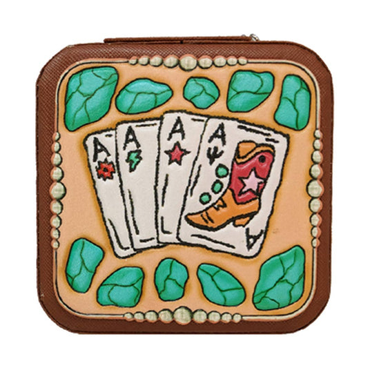 Western Tooled Square Leather Jewelry Box