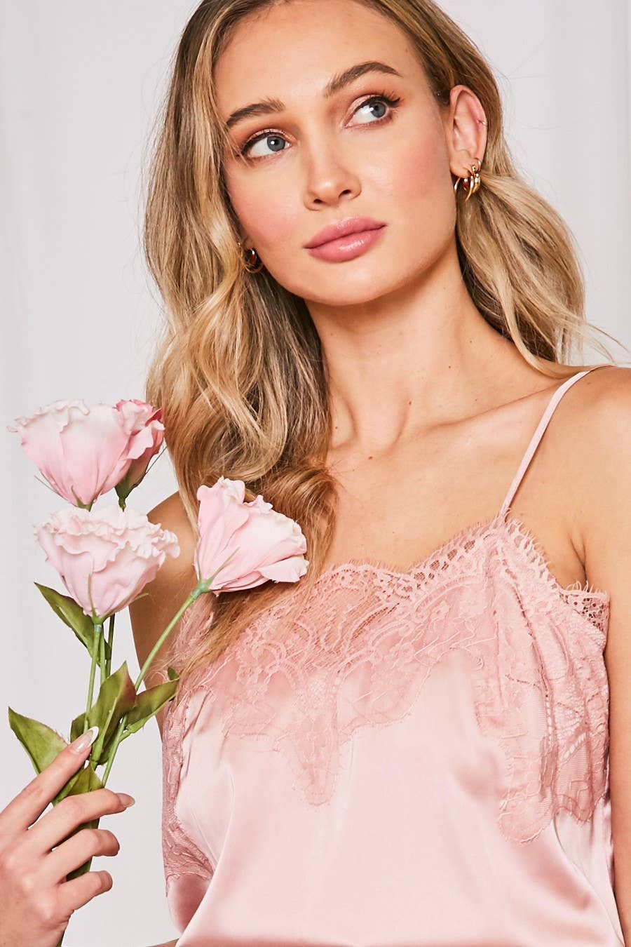 Lace Trim Satin Camisole Tank Top (multiple colors)