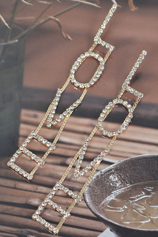 Rhinestone Love Earrings