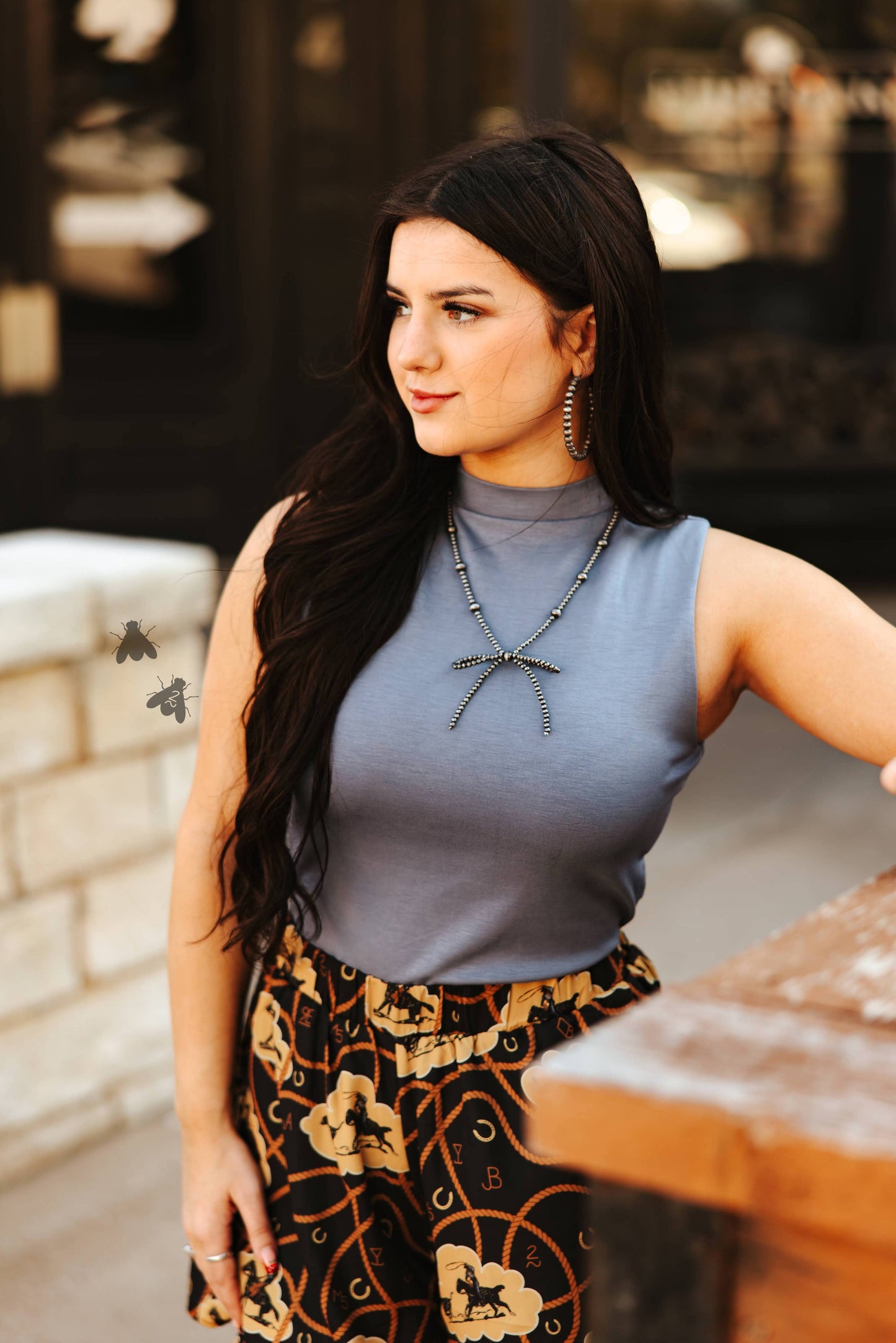 Luxe Mock Neck Tank-Denim