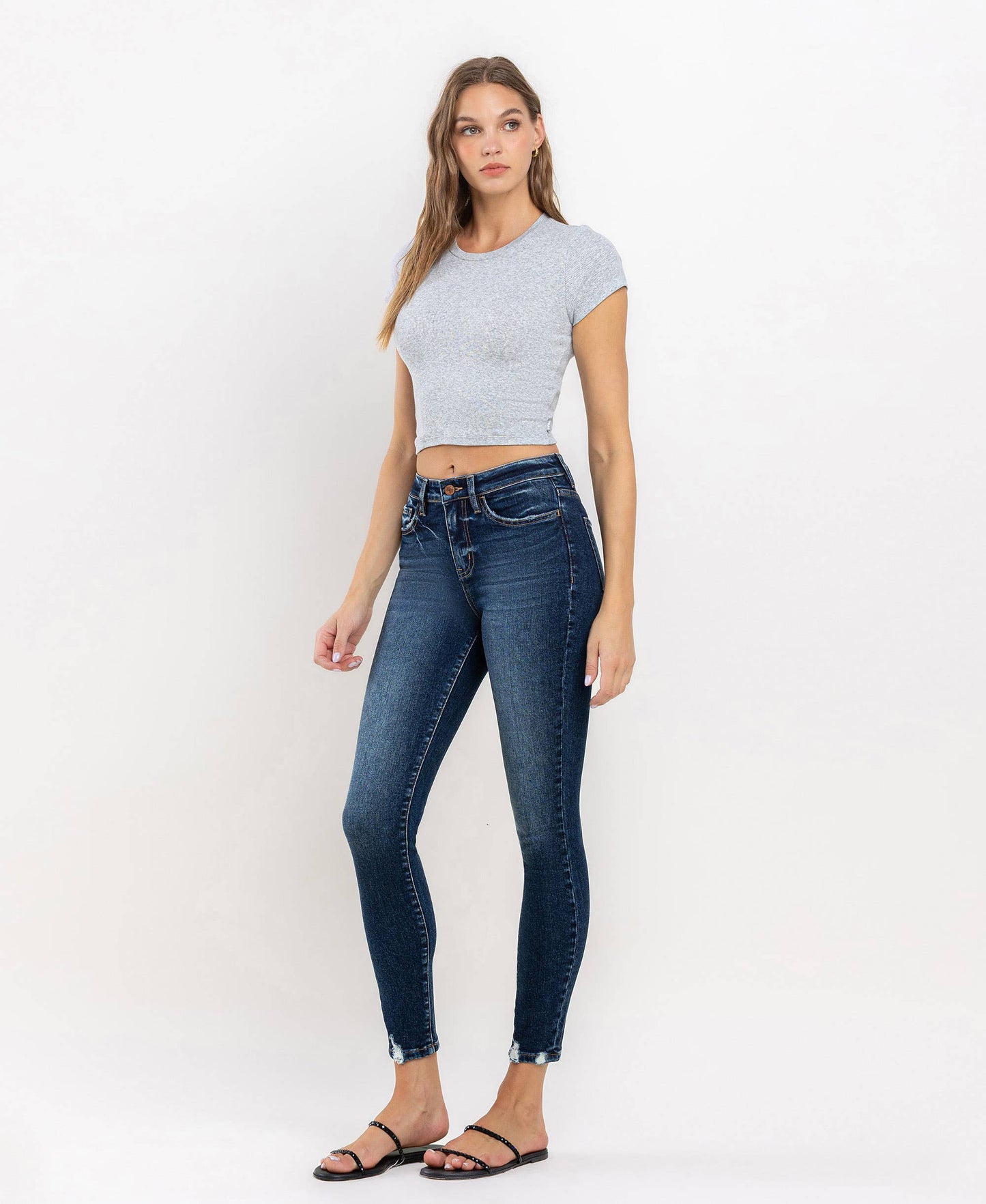 HIGH RISE ANKLE SKINNY JEANS