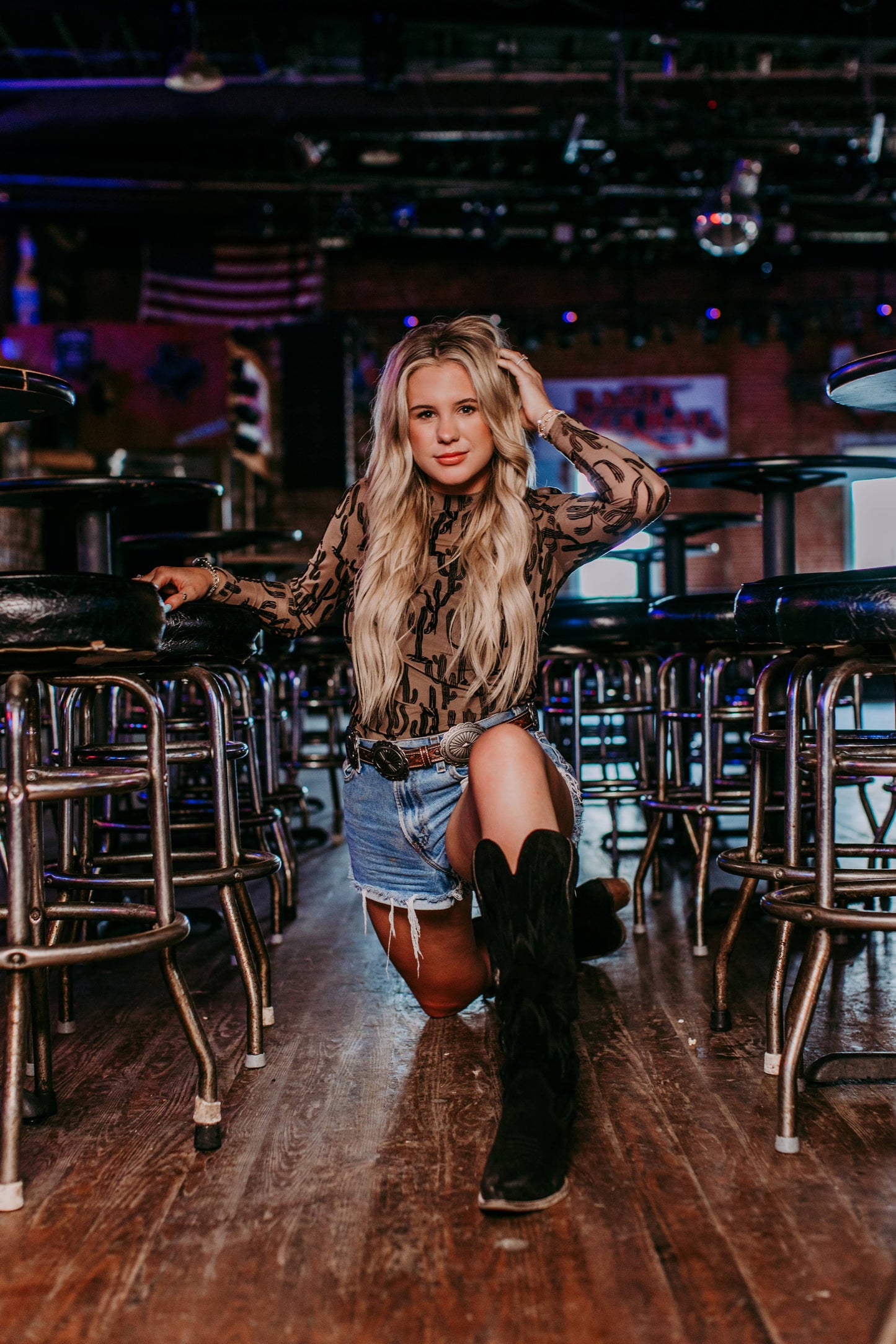 All About Cactus Brown Mesh Top