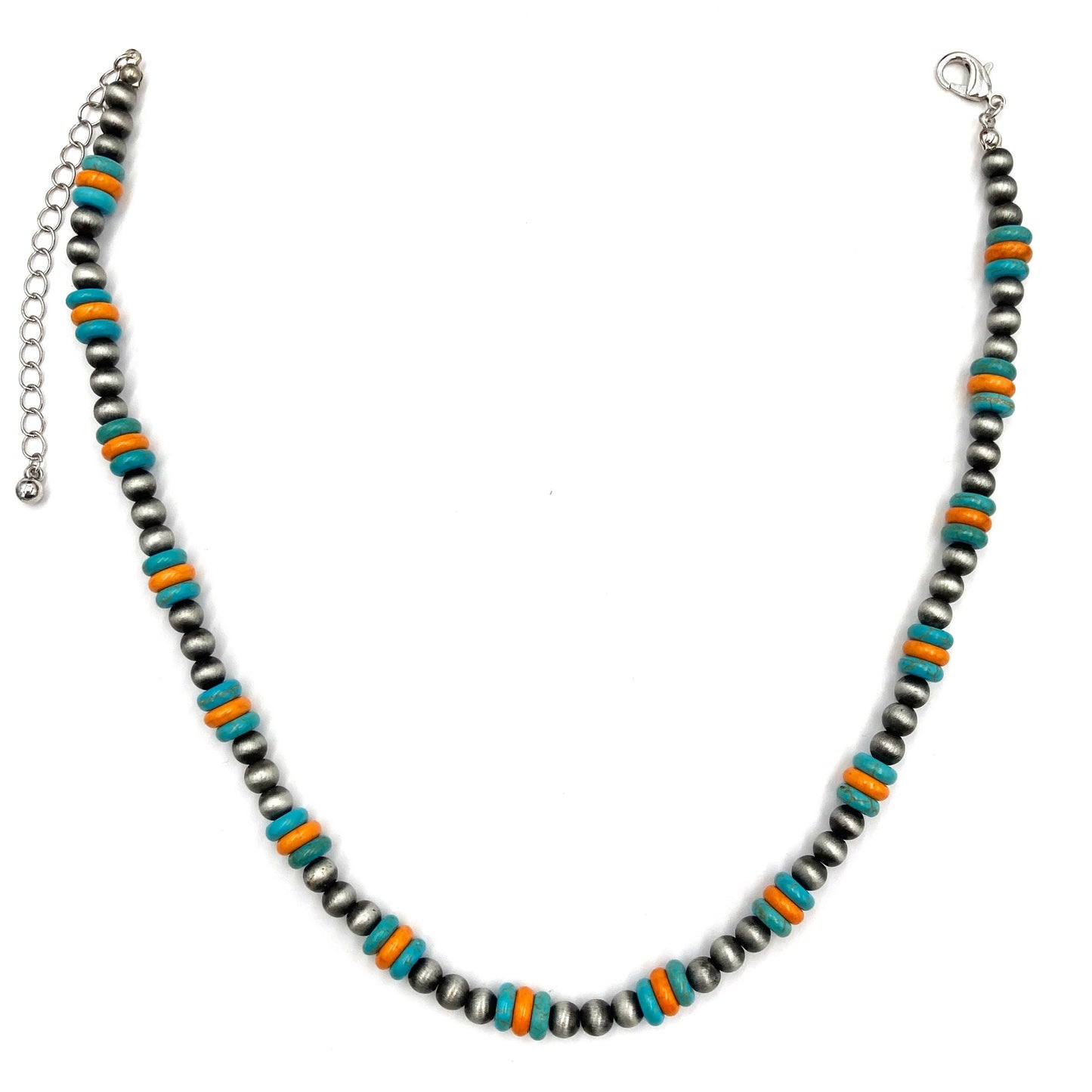 Navajo Beads Turquoise Stone Collar Necklace: Turquoise