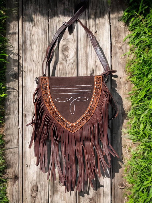 Fringe Suede Leather BootStitch Crossbody