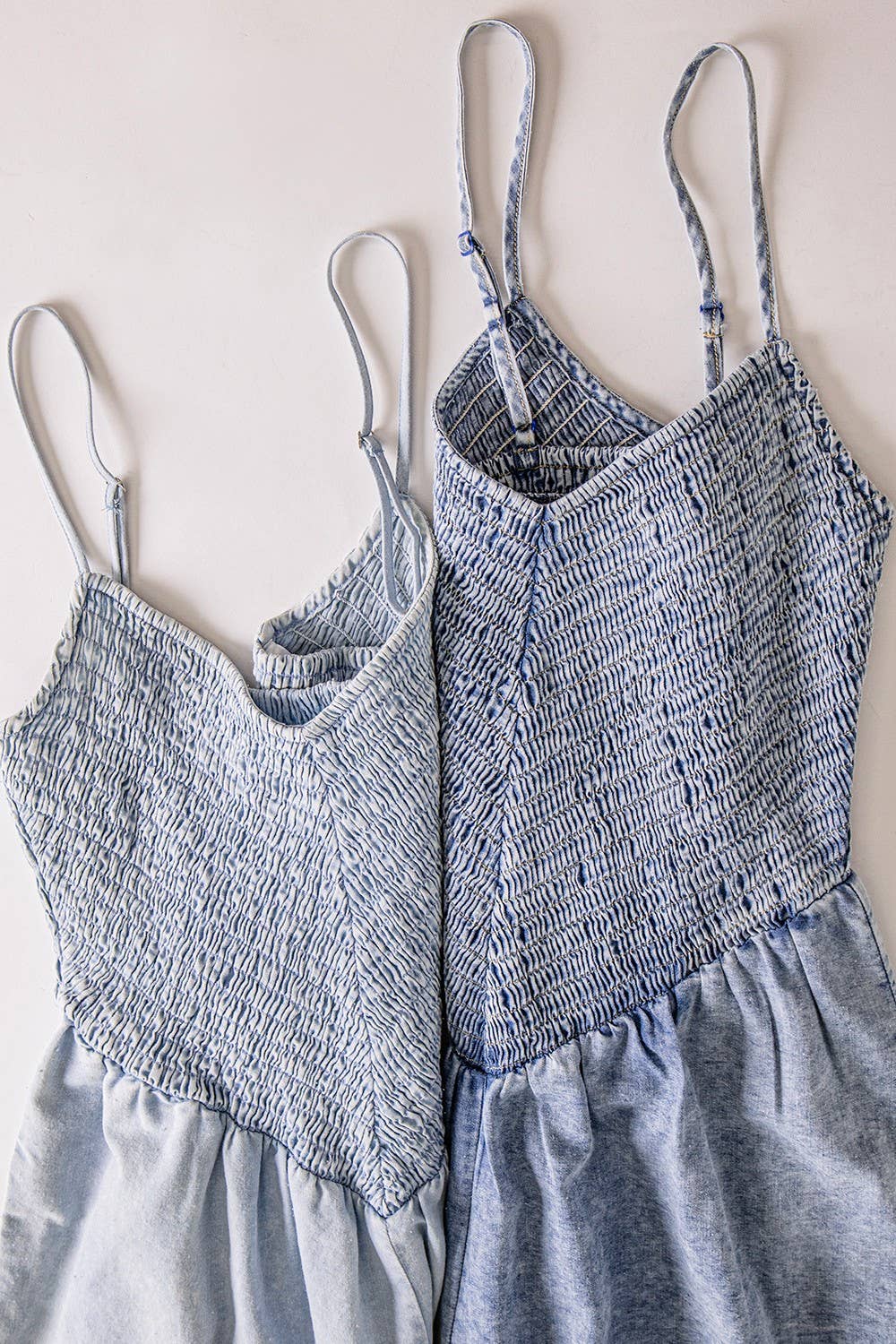 Smocked Torso Chambray Jumpsuit