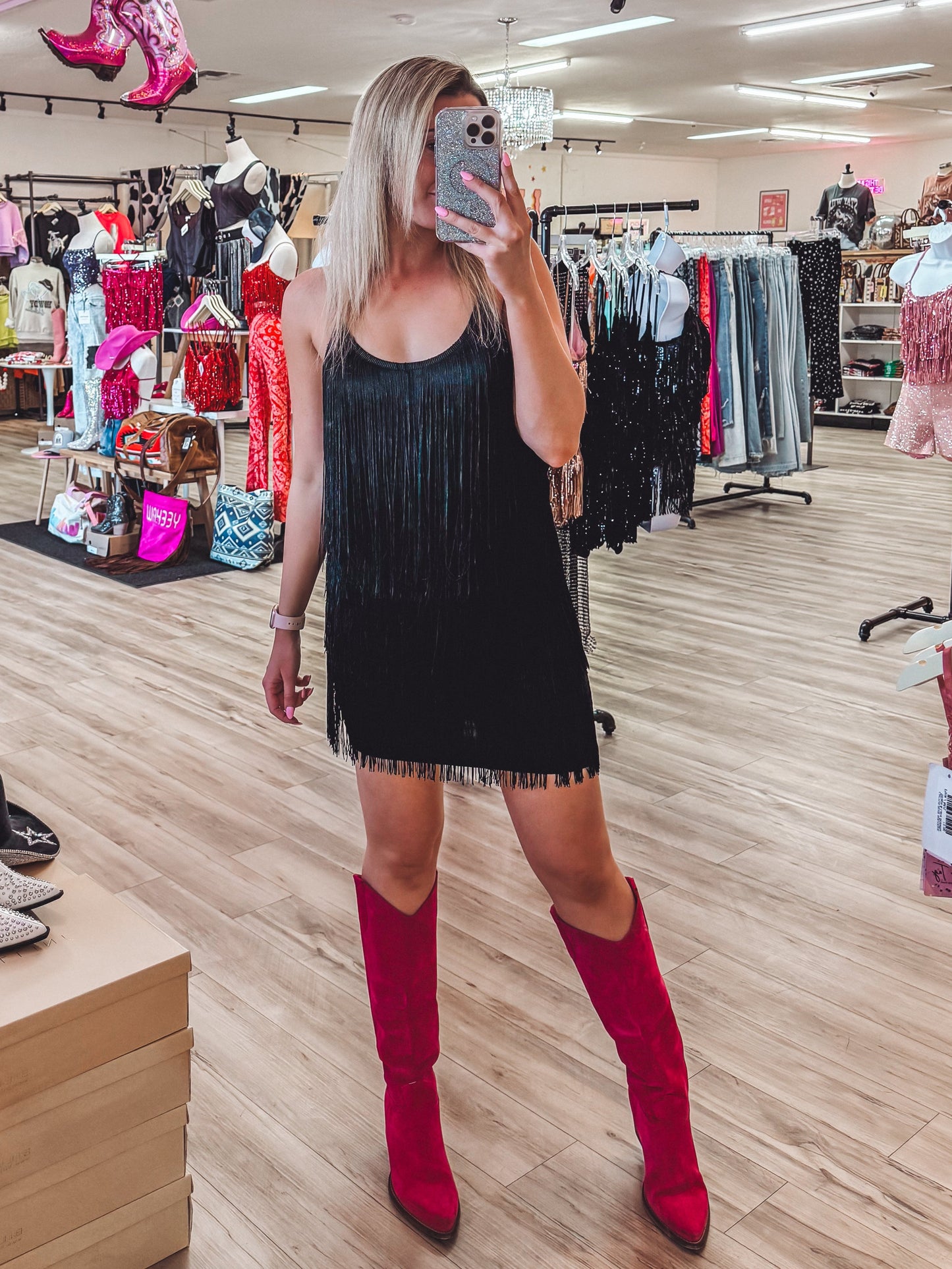 Midnight Fringe Mini Dress