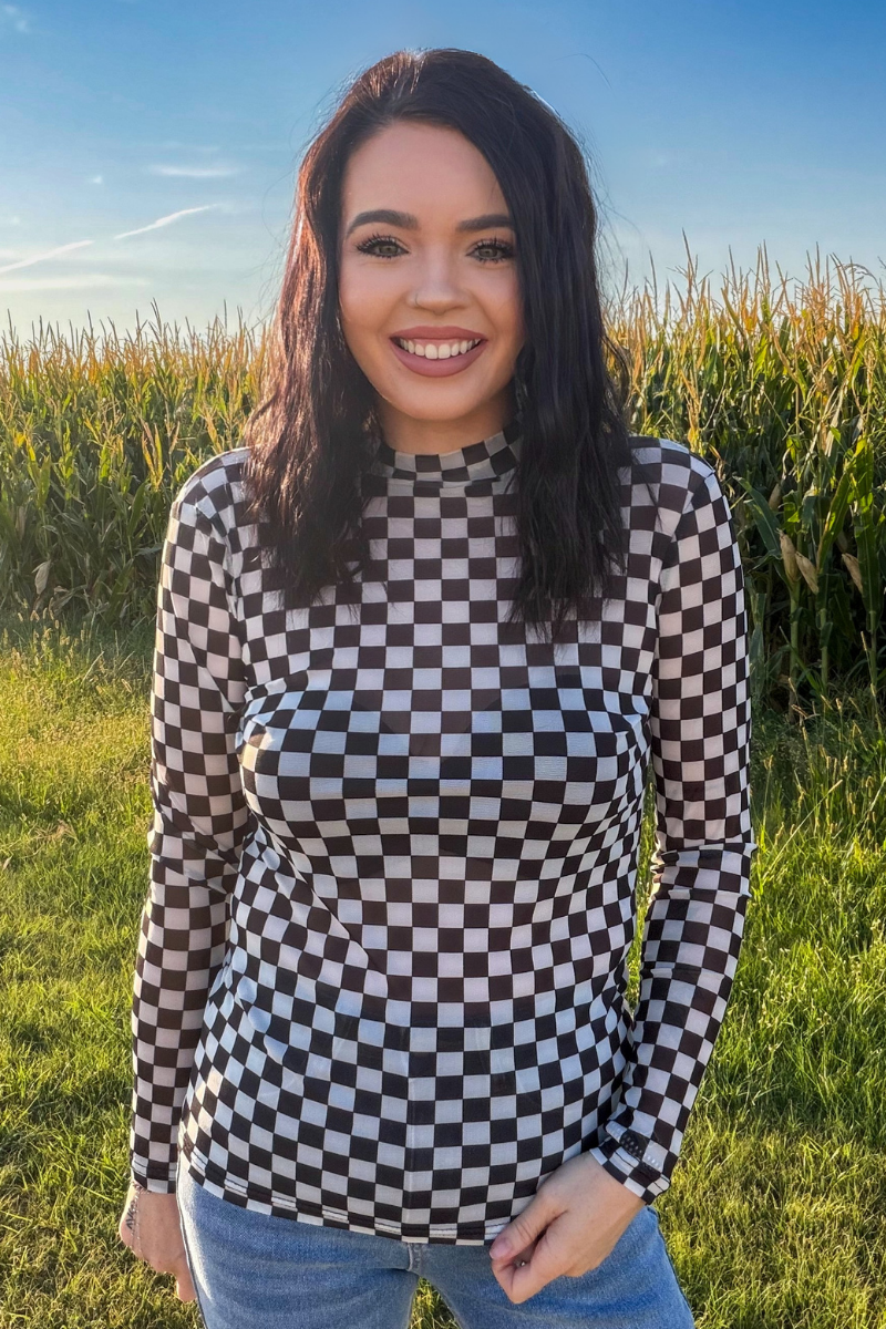 Checkered Mesh Top