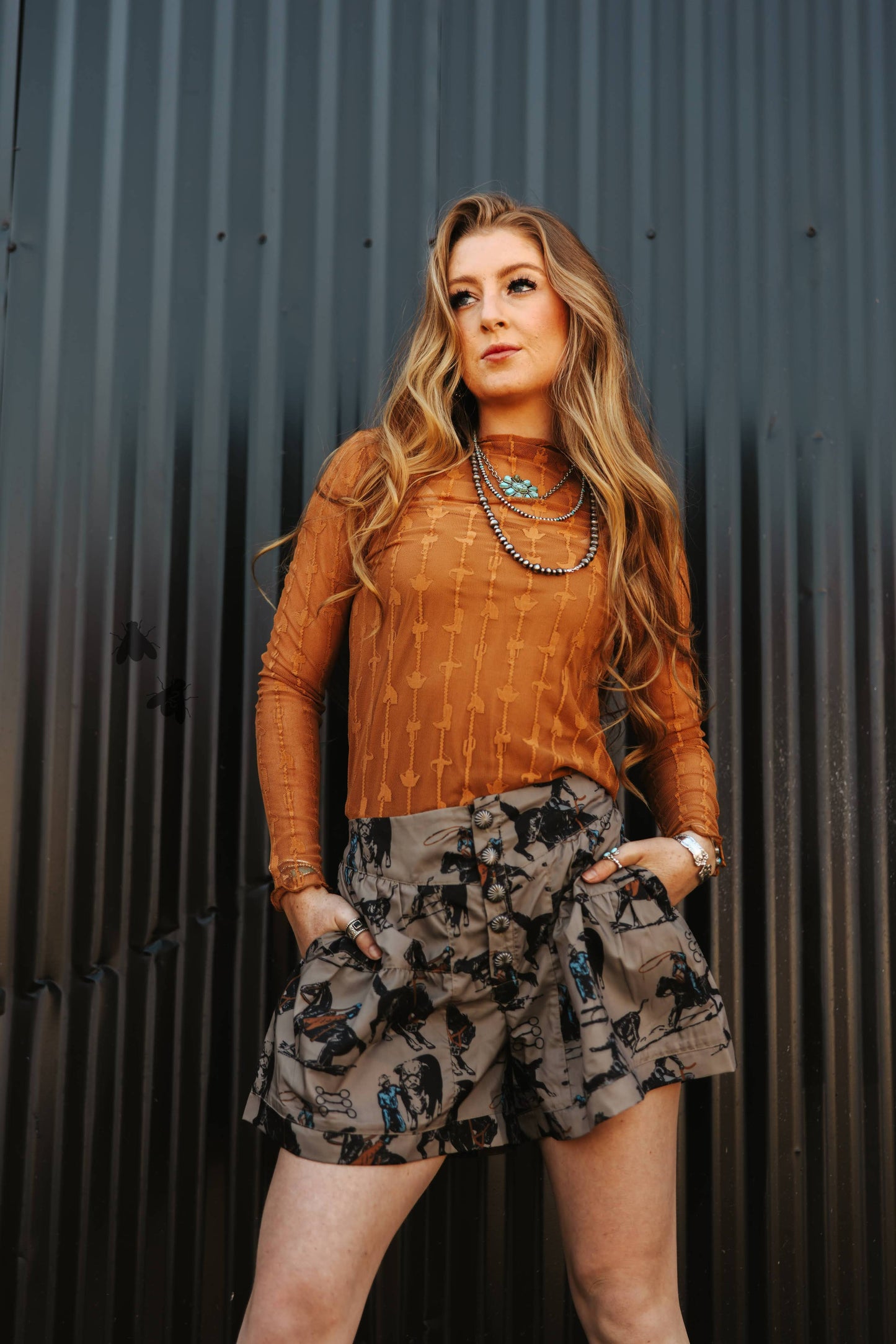 LARIAT LACE SADDLE MESH TOP