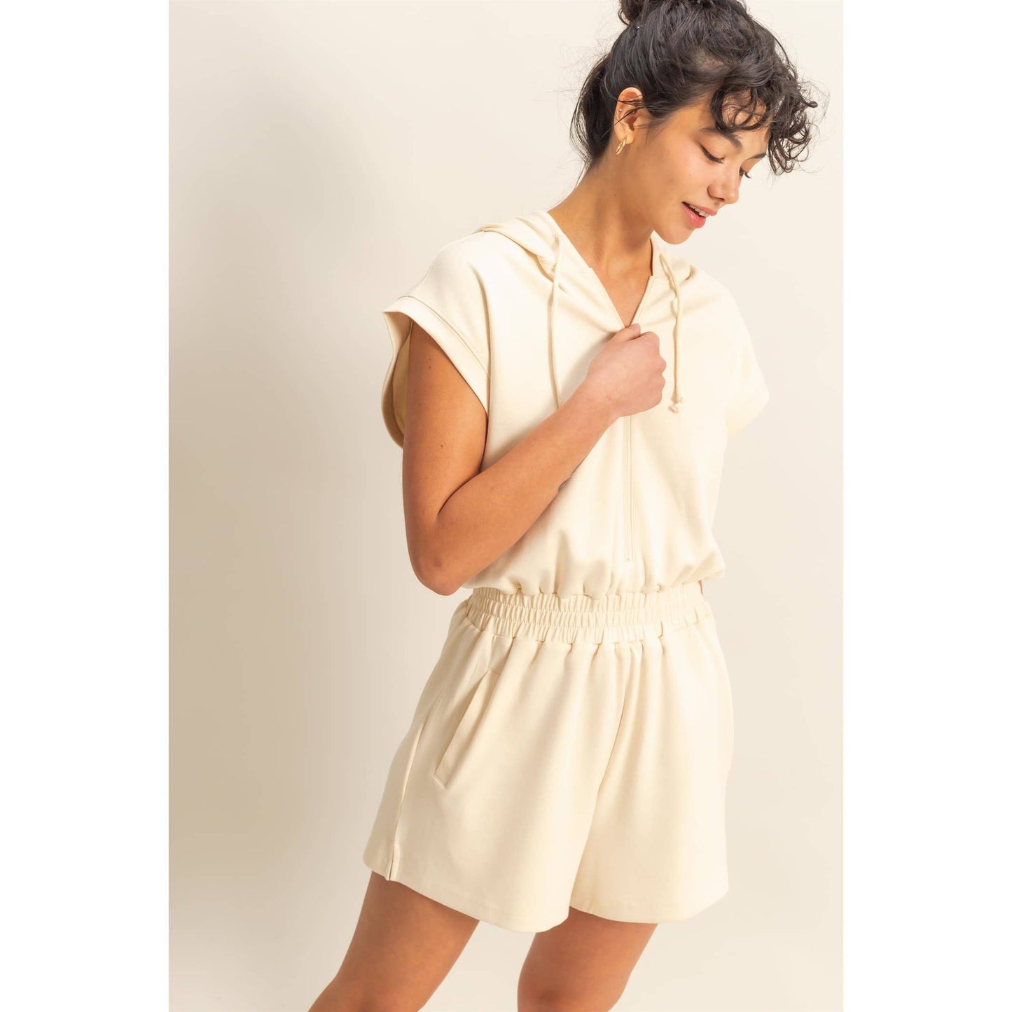 Half Zip Hooded Romper
