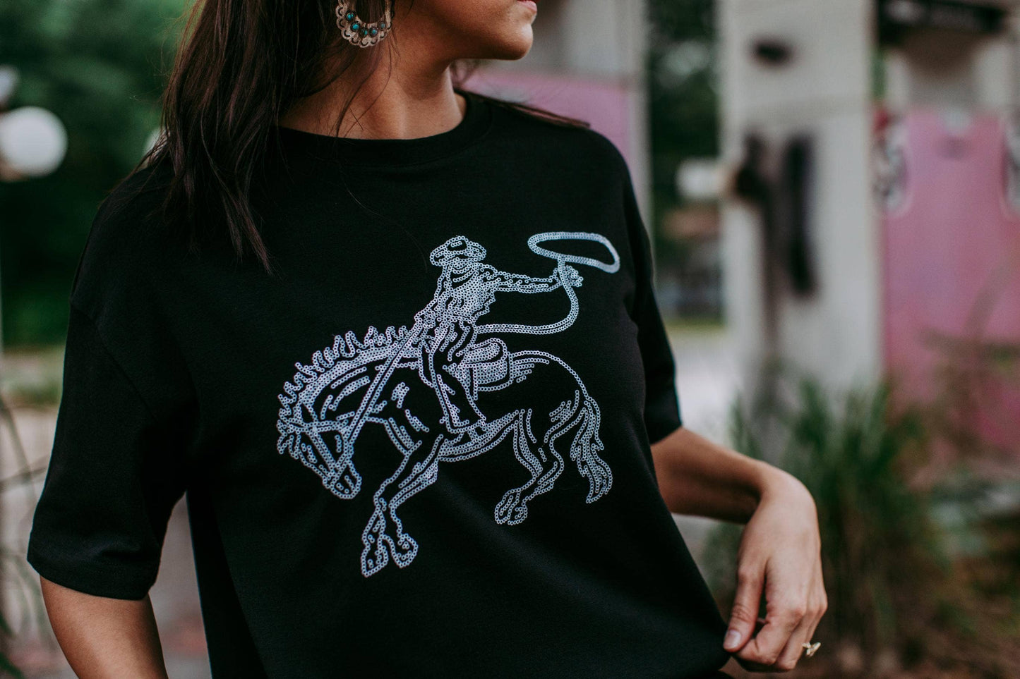 Deadwood Sequin Embellished Tee Dress: