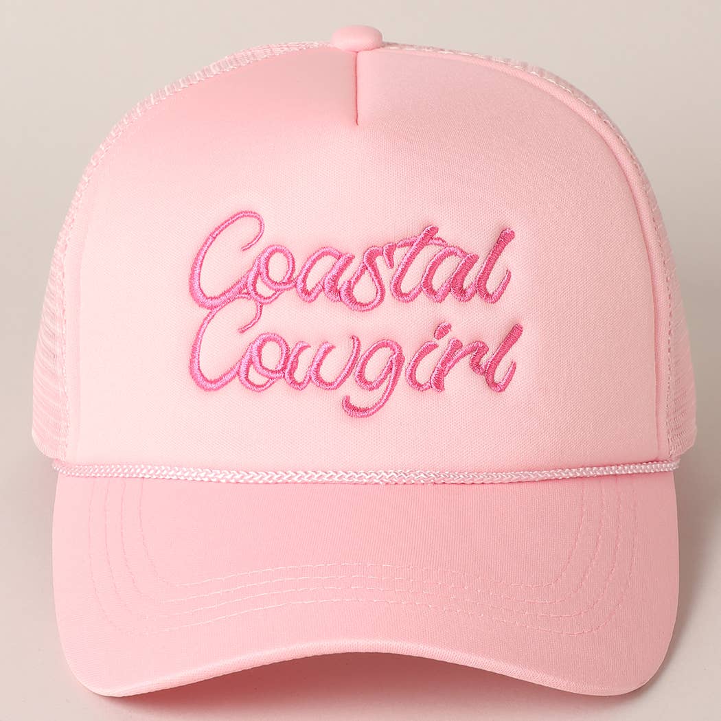 Costal Cowgirl Embroidered Trucker Hat: NEON GREEN