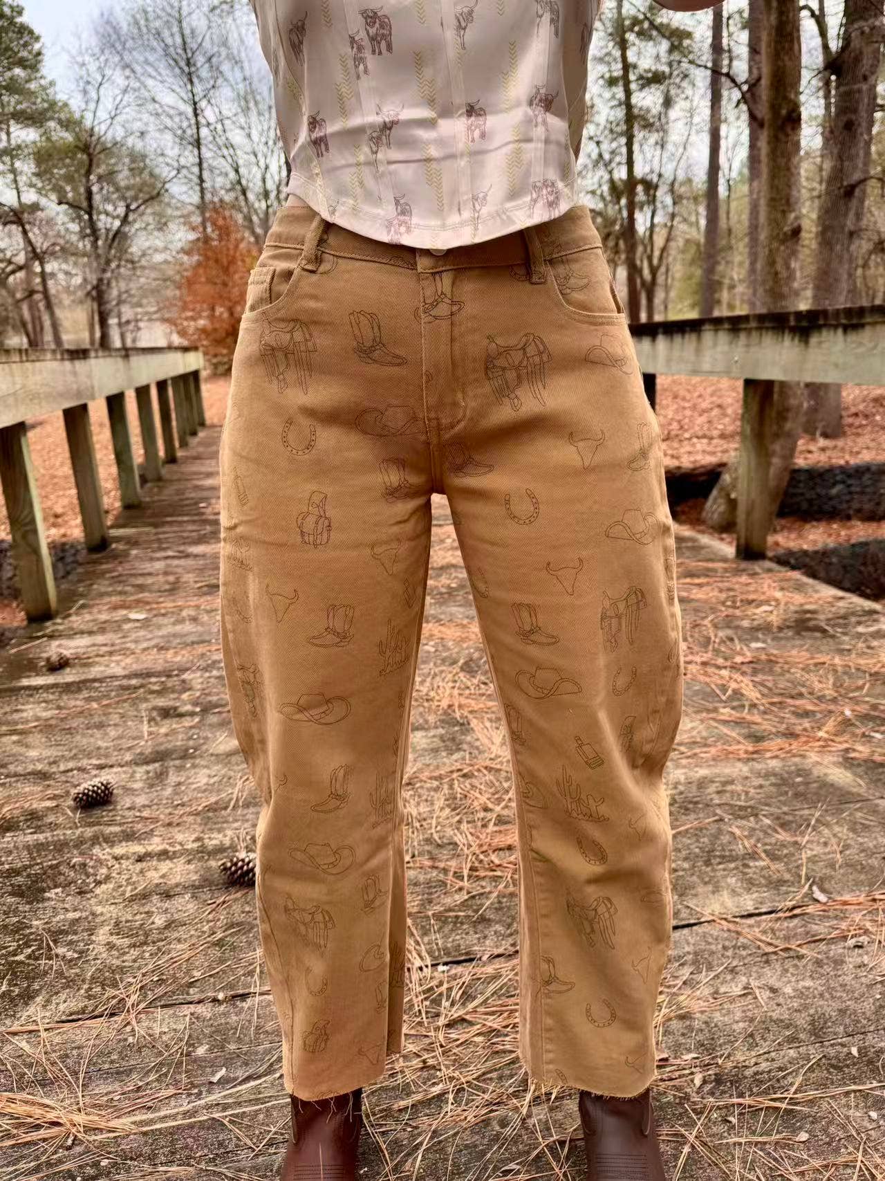 Western Saddle Print Trousers