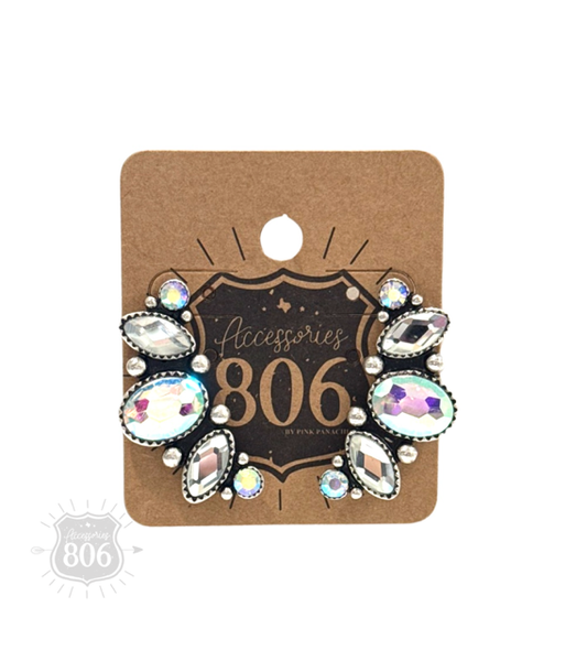 Rhinestone navette post earring: AB