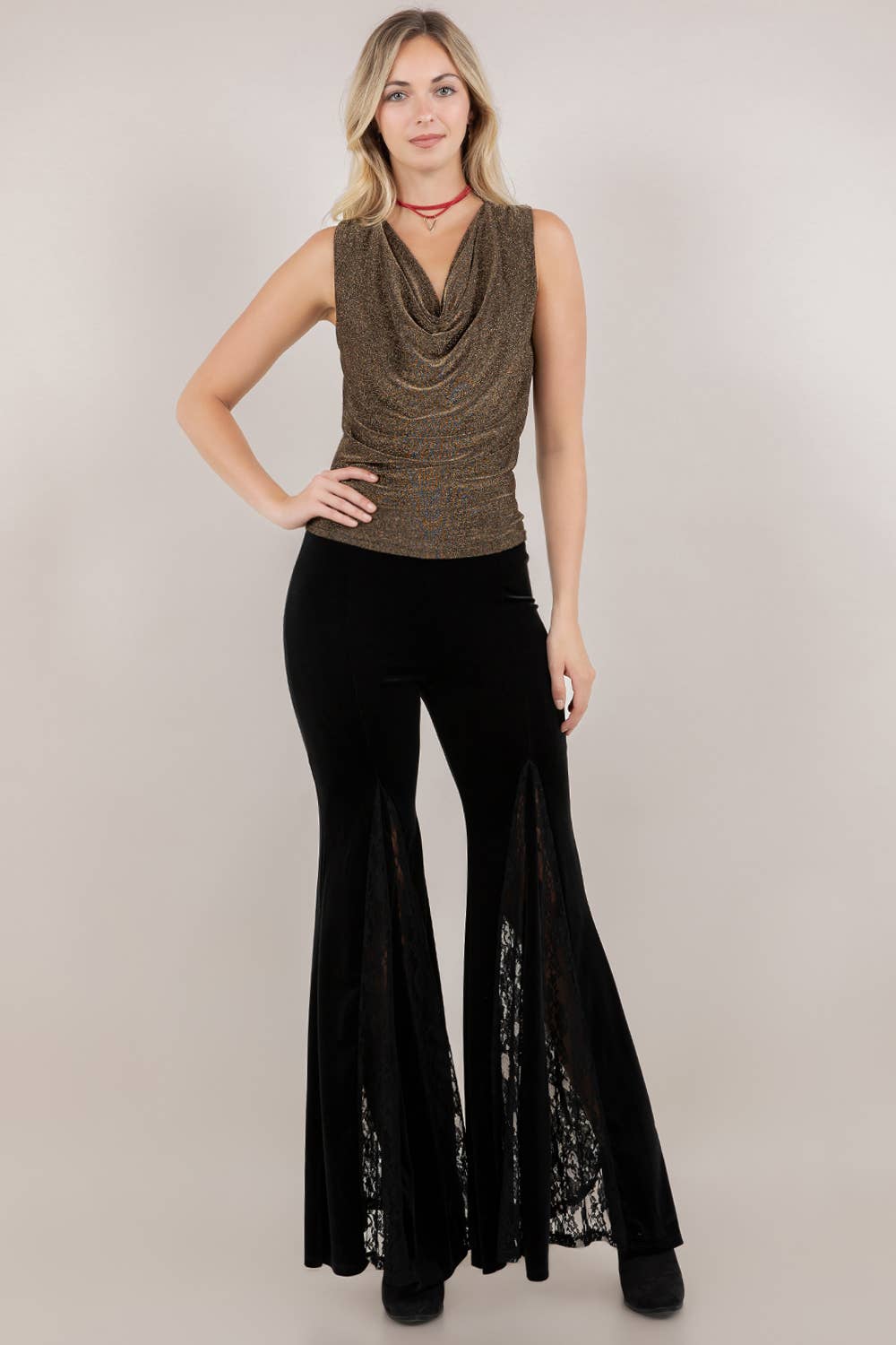 Black Beauty Bell Bottoms with Lace In-lay