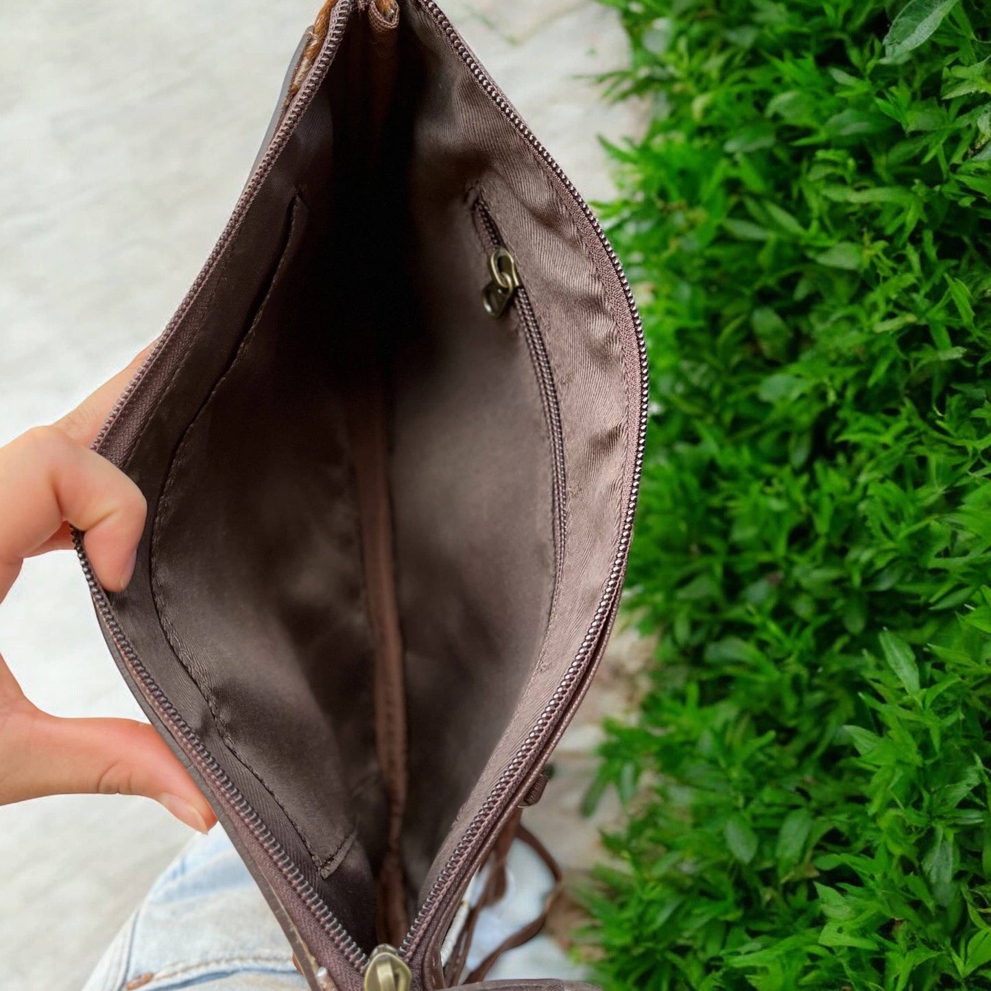 Deer print cowhide crossbody bag 