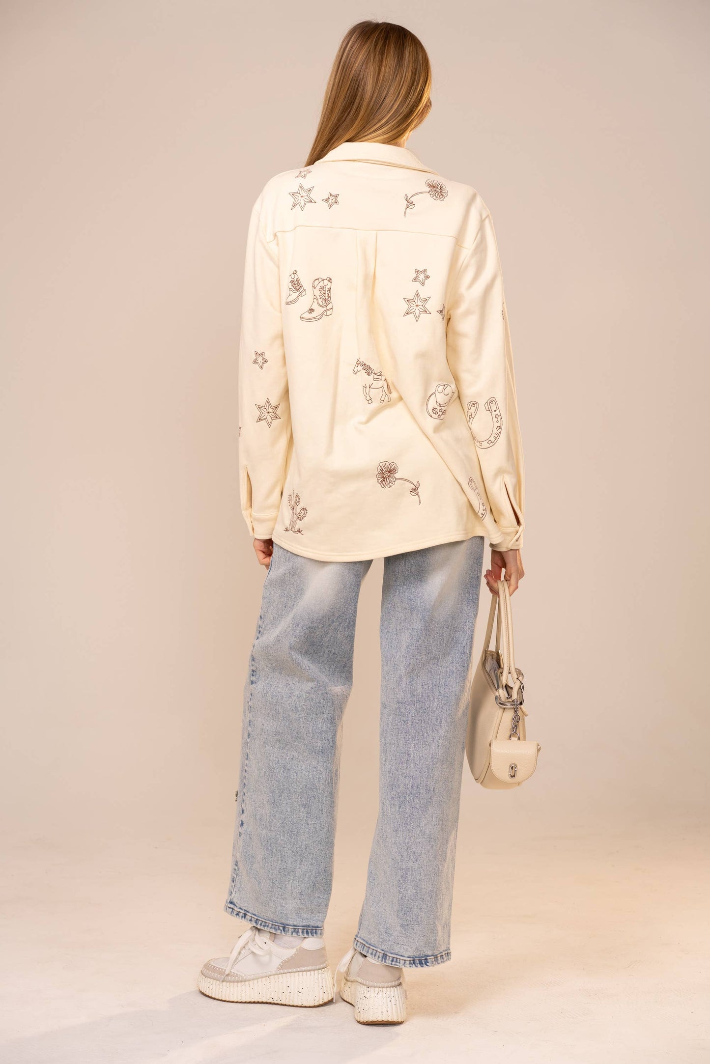 Western Embroidery Terry Shacket
