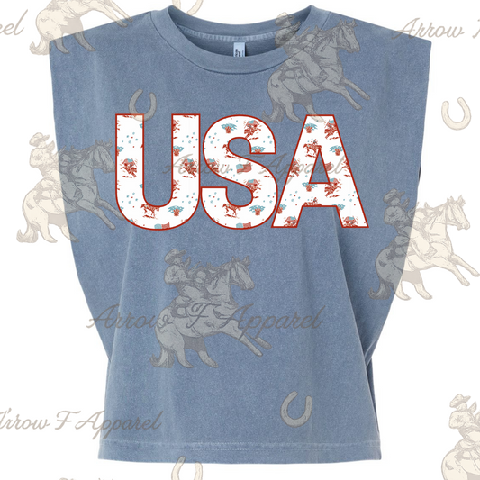 USA Western Print| Western Graphic Muscle Tank