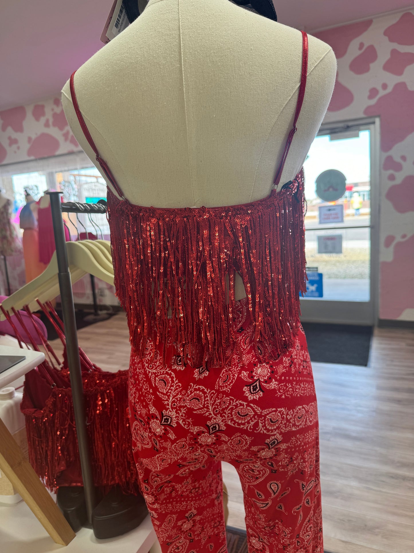 Red Hot Fringe Tank Top