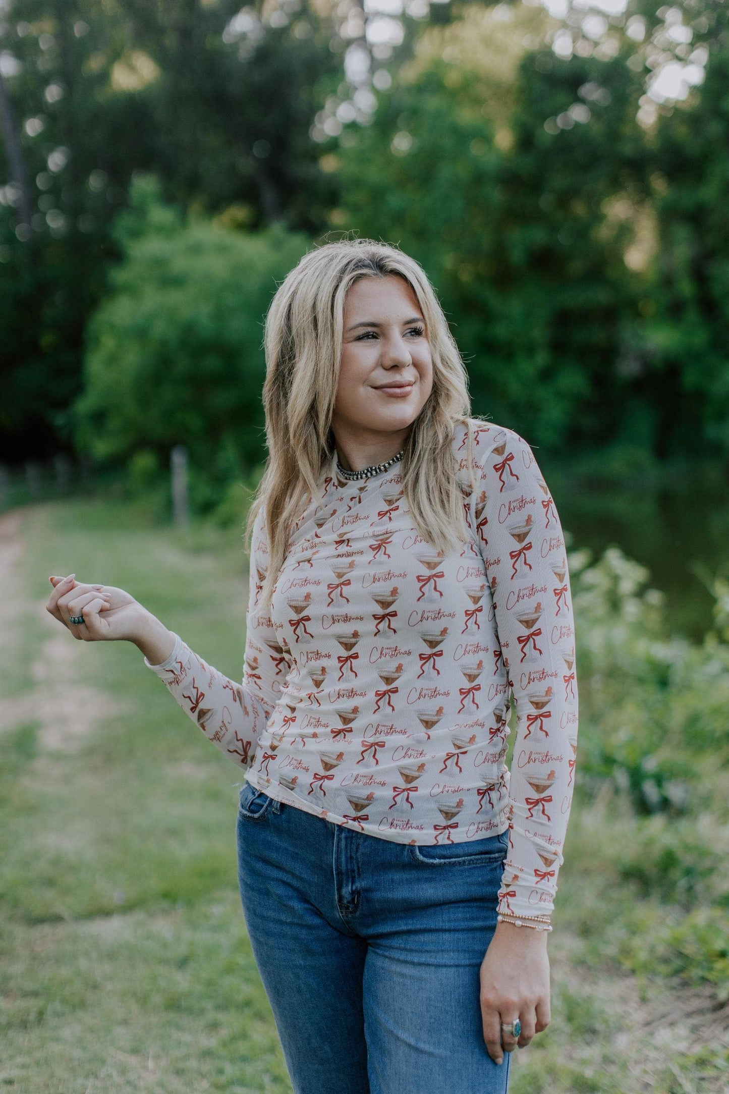 Christmas Martini Mesh Top