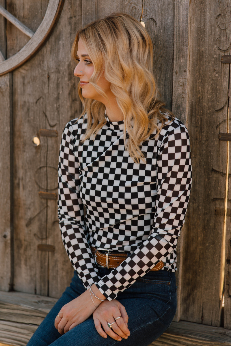 Checkered Mesh Top