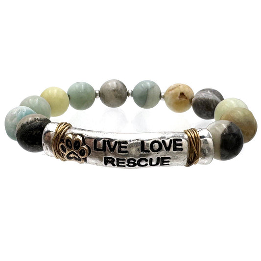 Live Love Rescue Dog Paw Stretch Bracelet