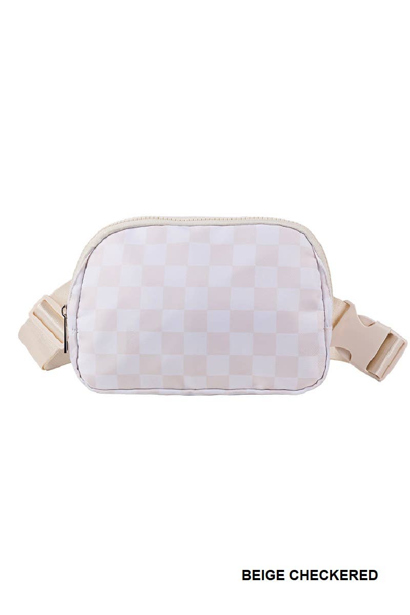 Crossbody Belt Bag Fanny pack: BLACK CHECKERED