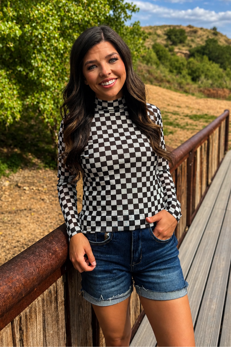 Checkered Mesh Top