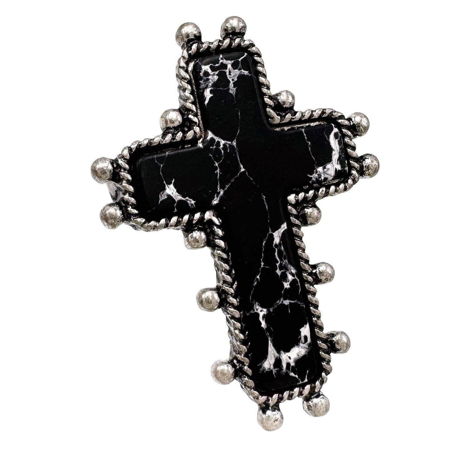 Cross Turquoise Stone Western Band Stretch Ring