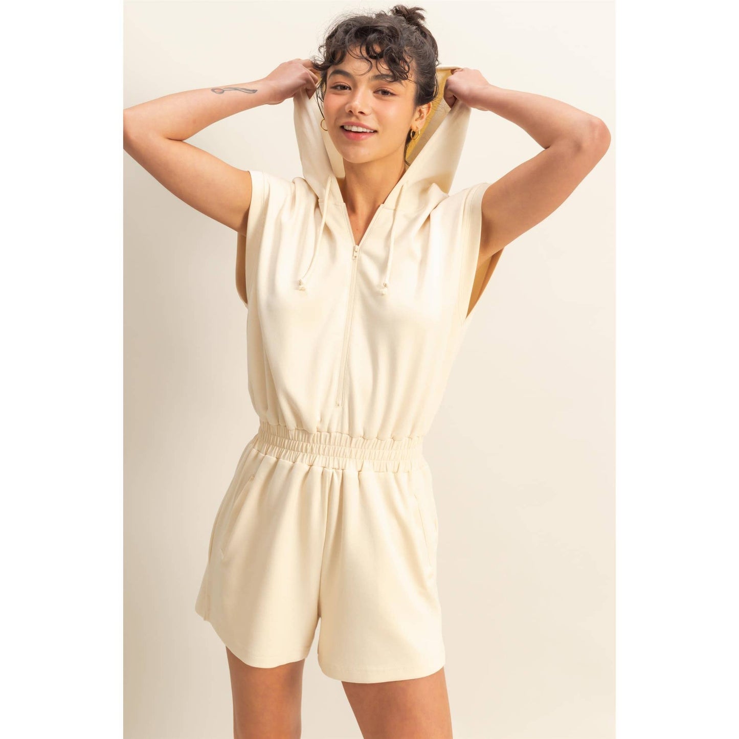 Half Zip Hooded Romper