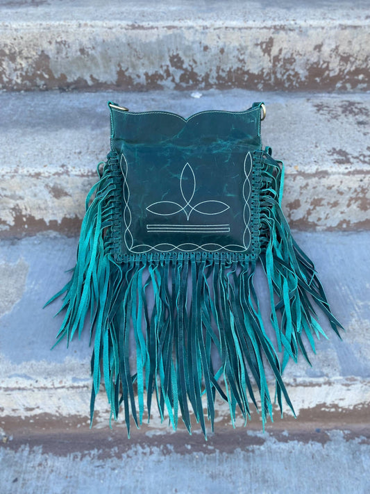 BootStitch Emerald Tooled Leather Crossbody  