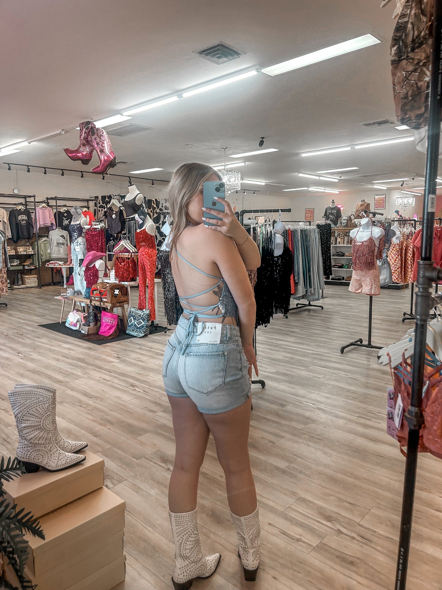 Blue Tie Back Top