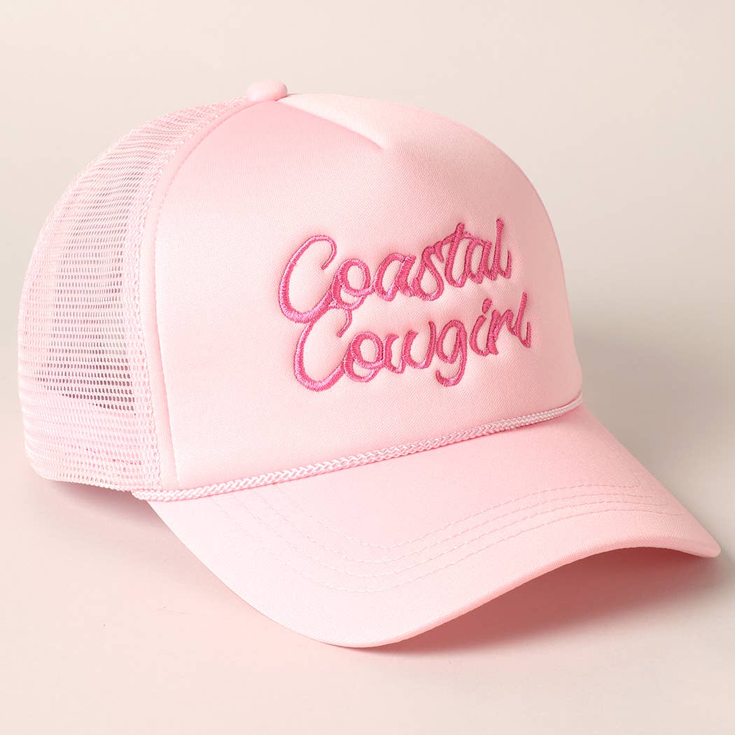 Costal Cowgirl Embroidered Hat: NEON PINK