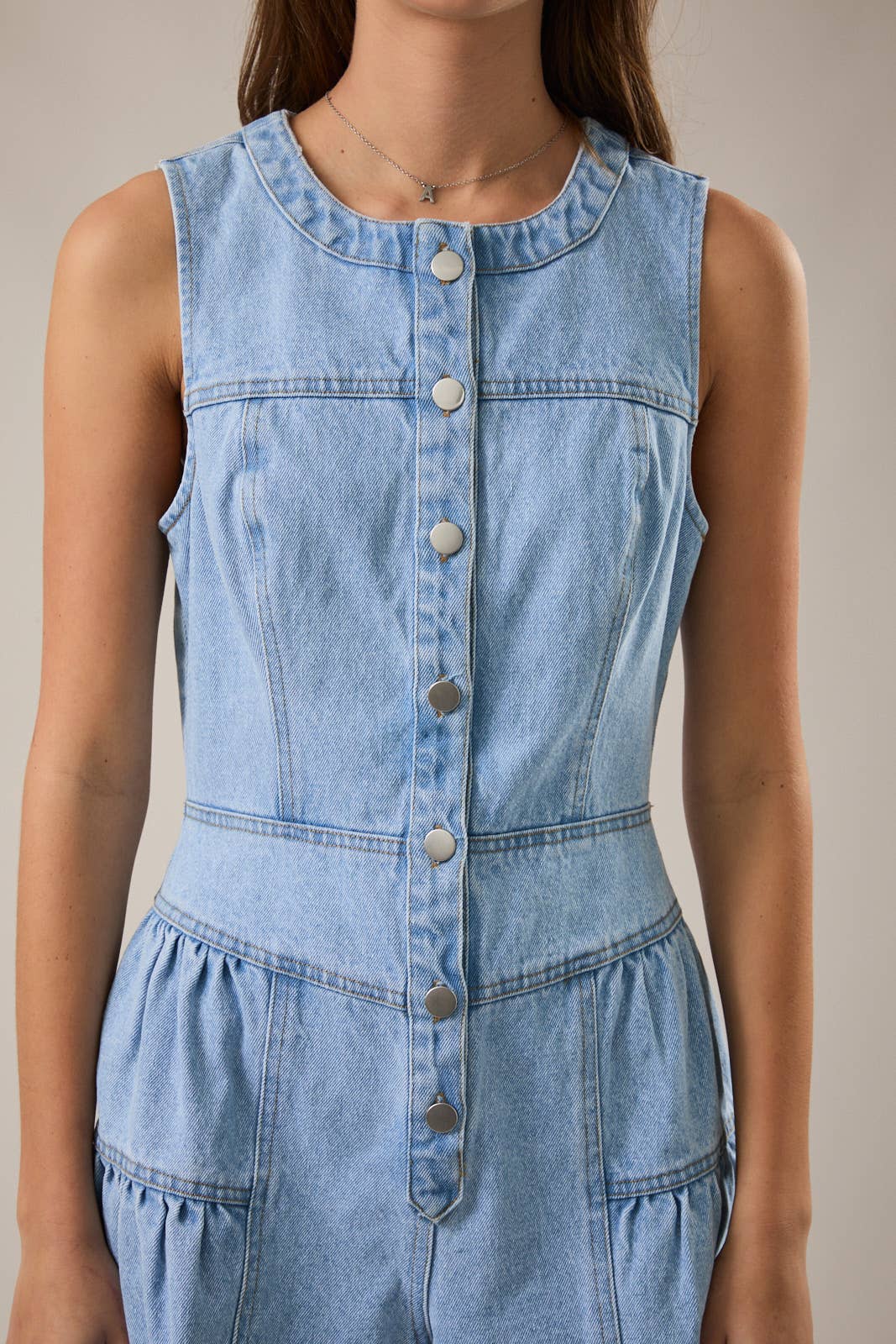 SLEEVELESS SHIRRED ROMPER