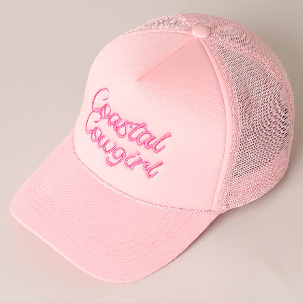 Costal Cowgirl Embroidered Trucker Hat: NEON GREEN