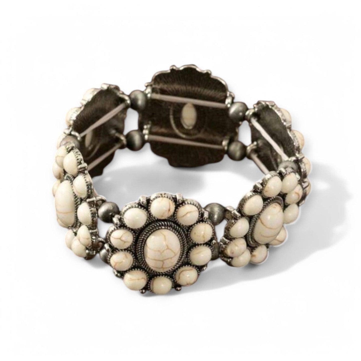 Western Way Stretch Blossom Bracelet: Ivory