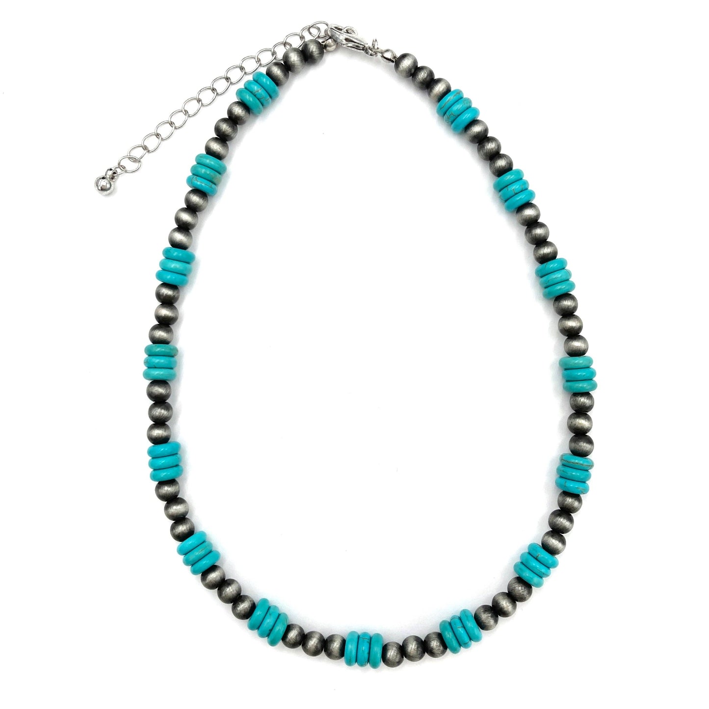 Navajo Beads Turquoise Stone Collar Necklace: Turquoise