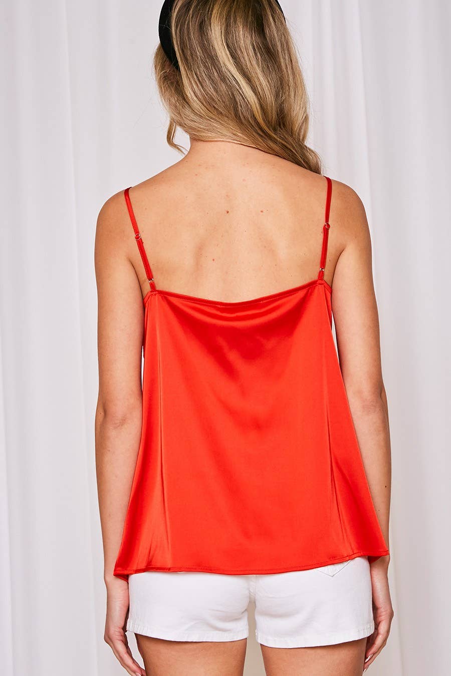 Lace Trim Satin Camisole Tank Top (multiple colors)
