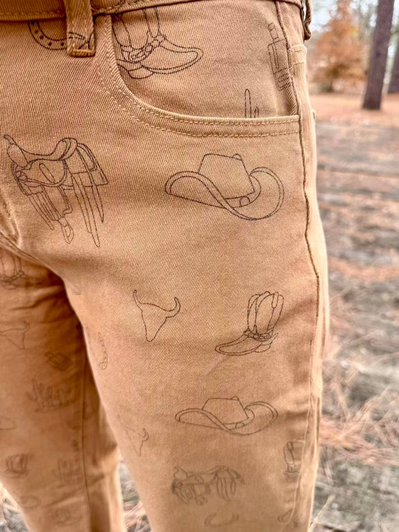 Western Saddle Print Trousers