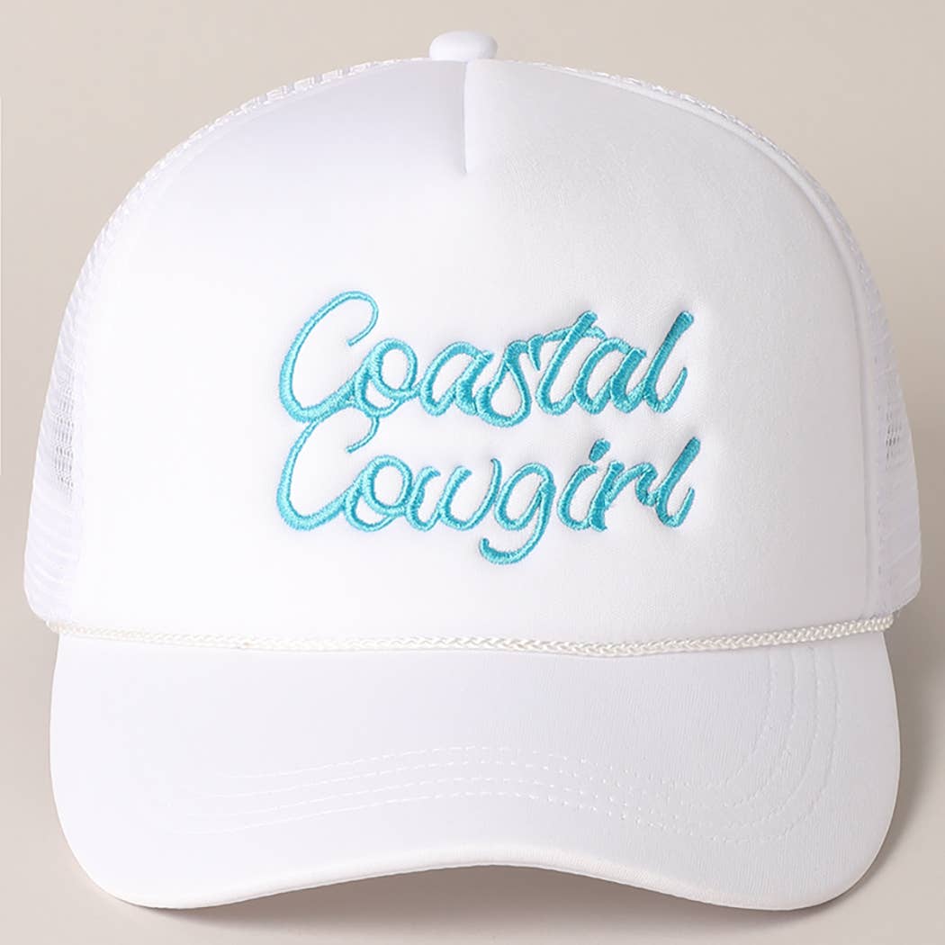Costal Cowgirl Embroidered Trucker Hat: NEON GREEN