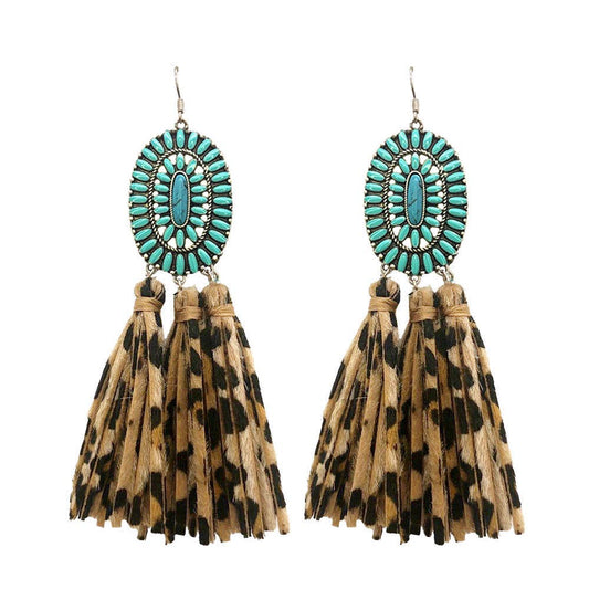 Cheetah Fringe Earrings